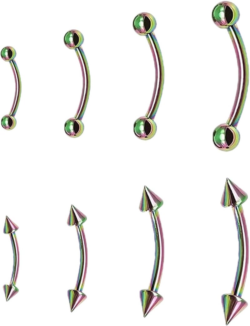 BLISI G23 Solid Titanium Eyebrow Piercing Jewelry, Gokd Black Rose Gold Silver Pink Rainbow Eyebrow Rings 16G Curved Barbell,Tiny Vertical Labret Lip Jewelry Rook Piercing Jewelry for Women and Men - Image 1